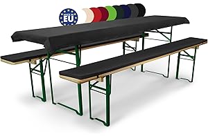 Beautissu 3tlg Bierzeltgarnitur Auflage Set 50cm Comfort XS – Gepolsterte Auflage für Biertisch & Partyzeltgarnitur – Bierbankauflagen Tischdecke & Sitzpolster Waschbare Festzeltgarnitur Anthrazit