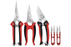 Chilymes Ciseaux de Coupe Professionnels, Ensemble de Coupe de 5 Pièces Avec Sac de Rangement, Ciseaux de Coupe, Ciseaux de Jardin Pour Plantes, Fleurs, Fruits, Branches, Idéal Pour les Cadeaux