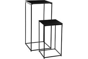 ATMOSPHERA CREATEUR D'INTERIEUR ATM-140352 Atmosphera-Set di 2 tavolini in Metallo, Stile Industriale, Colore: Nero, Lega di Acciaio, S : L. 30 x l. 30 x H. 54 cm