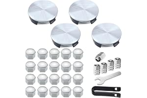 RUAYIA Radkappen Set Kompatibel mit Tesla Model 3 / Model Y, 4 Nabenkappen + 20 Radmutterkappen, Radnaben-Mittelabdeckungen Radmutterkappen, Radkappen-Kit mit Tesla-Logo - Silber