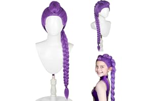 BAISHUWU Lange lila Perücke Cosplay Kids, Lila Zopfperücke, Costume Kids Purple Wig, Lange Lila Cosplay-Perücke, Hunter Cos-play Perück-e Für Kinder, Li-la Per-ücke, für Halloween Karneval Party Maskenball