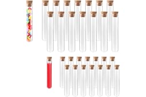 SZZETK 30 Piezas de Tubos de Ensayo con Corcho(16 x 100mm and 12 x 75mm)Tubos de Ensayo Plástico Ensayo Plastico de Prueba Tubos de Ensayo Para Flores Laboratorios Especias Bodas Regalos de Huéspedes
