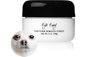 Eye Envy Tear Stain Remover Powder for Dogs and Cats. 100% Natural, Safe. Apply Around Eyes. Absorbs and Repels Tears. Keeps Area Dry. Treats The Cause of Staining. Made in The USA. (14g/.5 oz)