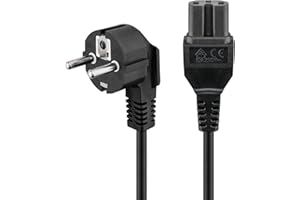 goobay 93277 Câble d´alimentation coudé pour appareils chauds / prise de courant C15 / cable universel / Pour Xbox One, PS4, PS5, TV / 2 mètres / noir