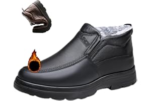 HESYSUAN Men's Winter Fleece Waterproof Warm Non-slip Shoes,Warm Fur Lined Anti-Slip Boots,Orthopedic Non-slip Warm Snow Boots