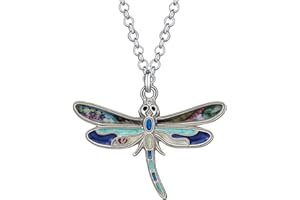 DOWAY Emaille Libelle Halskette Anhänger Kette Niedlich Dragonfly Schmuck Geschenk Mit Floralen Emaille für Frauen Mädchen Frühling Sommer