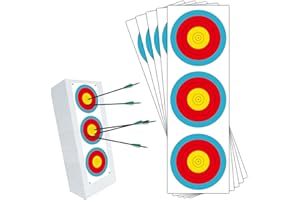 THREE ARCHERS Lot de 30 feuilles de papier cible vertical à 3 spots pour tir à l'arc - Cibles standard de la Coupe du monde