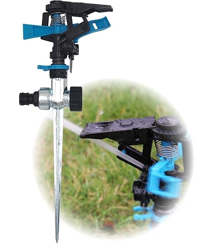 Irrigatore A Battente Metallico Regolabile 0-360&deg; - Picchetto Incluso, Copre 400 M&sup2;, Perfetto Per Giardini