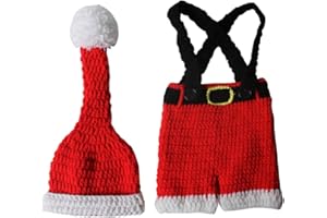 VALICLUD Accesorios de Fotografía de Bebé Recién Nacido Bebé Infantil Traje de Santa Claus Traje de Navidad Crochet Hecho a Mano