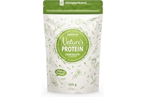 NUTRI + nutri+ Proteine in Polvere Naturali Cioccolato senza Edulcoranti 500g Proteina di Soia e Piselli Bibita Sportiva senza Lattosio per Shake o per Cucinare senza Glutine Vegano