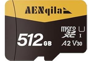 AENqila Carte Micro SD 512 Go, Carte Mémoire Haute, Carte Mémoire Micro SD+ Adaptateur, A2, U3, V30, Compatible Full-HD et 4K UHD pour Caméra Dash Cam Drone Tablette PC