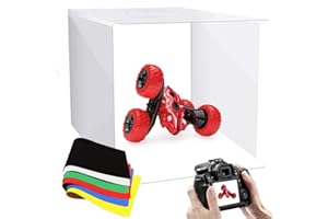 YOTTO 30cm Caja de Estudio Fotográfico Caja de Fotografia Portátil Plegable Photo Studio con Color y Brillo Ajustable 80 Luces LED y 6 Fondos de Colores (Negro Blanco Amarillo Azul Verde Rojo)