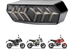 HAZAWA Grom Integrated Tail Light with Turn Signal Sequential Led SMD Motorcycle Taillight assembly Flowing Compatible with Honda Grom MSX125 CBR650 CTX700 CTX700N(Smoke lens)