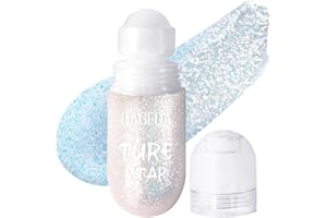 Prreal Gel glitter roll-on per viso, corpo e capelli, per un make-up scintillante e olografico, per feste, rave party, Halloween, colore: azzurro (02 Galaxy Blue)