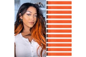 JOOCEEBABY Ciocche di capelli rosso arancio da agganciare, 12 ciocche di capelli da 55 cm, per trecce, clip in extension, ciocche di capelli colorate per bambini