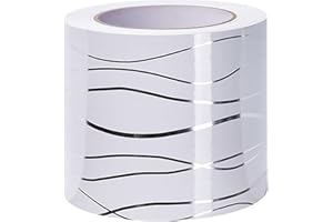 Yootiko Self Adhesive Wallpaper Border Wave Texture Border Stickers Decorative Ceiling Border for Bedroom Bathroom Kitchen Wall Decoration White Wave