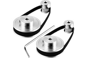 UKCOCO 2Kit 2GT Rueda Síncrona 20 Y 60 5Mm de Diámetro de Aluminio Correa Dentada Polea Rodamiento Reducción Engranaje Suministros de Impresora