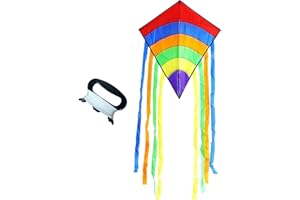 WUERKIYA Aquiloni Aquiloni per Bambini e Adulti aquiloni Colorati Delta aquiloni Delta per Bambini aquiloni aquiloni per Bambini con Lunghe Code Colorate 73 * 65 cm con Coda Colorata 8x105 cm - Rosso