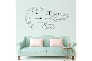 decalmile Stickers Muraux Citation Et Lettres Famille Temps Décoration Murale Salon Salle à Manger Chambre
