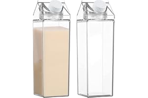 AMESOR 2 Stück Milchkarton-wasserflaschen - Transparente Milchbox | Wiederverwendbar Wasserbecher | Flaschen Aus Transparentem Milchkarton | Geeignet Für Outdoor-Sportarten, Reisen Und Camping ( 500 Ml )