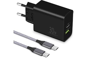 ‎MATAUMAHI MatauMahi Ładowarka USB C 30W z Kablem Typu C 2m, 2-Portowy Zasilacz i Kabel, Szybka Ładowarka z PD3.0/QC3+, Wtyczka USB C Kompatybilny z iPhone 15, Samsung S24/S23, Xiaomi, Google Pixel 8/7/6, iPad