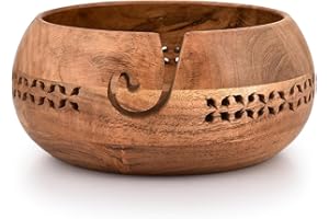 Kimona Yarn Storage Wooden Yarn Bowl Knitting Bowl Large Crochet Yarn Holder Gifts for Women (20.32cm x 20.32cm x 10.16cm)