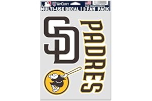 WinCraft MLB San Diego Padres Aufkleber, vielseitig einsetzbar, 3 Stück, Teamfarben, Einheitsgröße