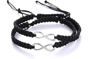 AidShunn Bracelets infini tressé à la main réglable tressé pour hommes femmes amitié famille couple 2pcs