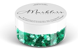MARBLERS Cosmetic Grade Chunky Shape Glitter [Cannabis] 0.11oz (3g) | Flake | Non-Toxic | Vegan | Cruelty-Free | Eyeshadow, Nail Polish, Nail Art | Festival, Rave & Party Makeup | Body & Face