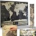 Produktbild Scratch-Off Travel Map Deluxe Weltkarte zum Rubbeln - Schwarz und Gold mit Silbernen Bergen und Echtem Meeresgrund - Länderflaggen und die 50 Touristenattraktionen in der Welt