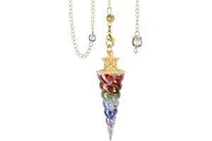 ‎GEHECRST GEHECRST Edelstein Pendel 7 Chakra Steine Pendulum Pendel Muschelschale Form Anhänger mit Kette für Reiki Heilung Meditations Yoga Divination (7 Chakra)