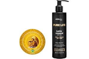 AOKLABS Pack manteca de karite pura - Oro africano para todo tipo de pieles - Manteca corporal hidrata, regenera y repara piel y cabello (Manteca Karite 50 ml + Body milk 250 ml)
