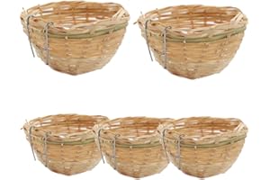 HomeDecTime 5X Nichoirs d'oiseaux Nids de Canaris Tissés en Bambou élevage d’Oiseaux Cage de Repos Perroquet