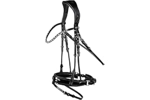 HORZE Pferde Trense Clermont anatomisch, Trensenzaum für Warmblut und Vollblut, Schwarz, XF