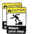 eSplanade Caution Watch Your Step Warning Sign Sticker Decal - Easy to Mount Weather Resistant Long Lasting Ink (Size -7.5"x5.5")