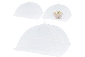 Avettcit 3 Pack Pop up Food Mesh Cover, Pop-Up Encrypted Mesh Plate Serving Tents, Fine Net Screen Umbrella for Outdoors, Parties, Picnics, BBQs, Reusable and Collapsible