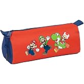 Safta | Double Pencil Case Super Mario Bros Mamma MIA 29 Pieces, Children's School Pencil Case with 2 Compartments and Zipper