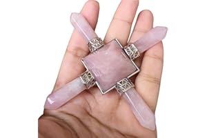 Lovionus89 4 cristales puntos Chakra puntos generador de energía decoración Reiki cristal curativo piedra cuarzo rosa