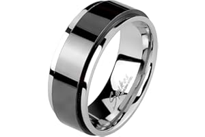 Mianova Band Ring Edelstahl mit Metallic Inlay für Damen oder Herren
