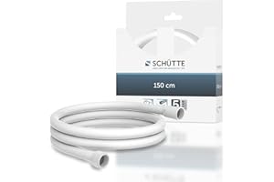 SCHÜTTE 63878 - Tuyau de douche avec protection anti-torsion - Longueur : 150 cm - En plastique - Avec raccord universel - Blanc