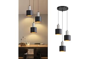 ‎LICHTMALER Lichtmaler Hängeleuchte Esstisch Pendelleuchte Schwarz - Esszimmerlampe Vintage Hängelampe 3 Flammig E27 Retro Küchenlampe Hängend Gold Kücheninsel Höhenverstellbar Industrielampe Ohne Leuchtmittel