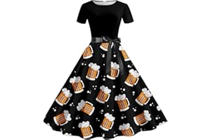 GENERIC Dirndl Damen Lang Spitze Oktoberfest Outfit 2023 Trachtenkleider Dirndlbluse Trachten A Linie Tunika Kleider Trachtenmode Maxikleid Kurzarm Dirndlkleid