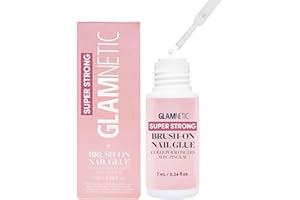 Glamnetic Super Strong Brush On Nail Glue | Brush Tip Applicator, Mess Free, Travel Friendly, Vegan | Durable & Long-Lasting | .24 oz