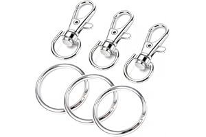 GUANGYUAN Moschettone Portachiavi girevole cordino Snap Hook con portachiavi,80 Moschettoni Piccoli Multiuso Anelli 40Portachiavi e 40Moschettone Girevole Ganci per Bigiotteria cordino anelli Craf-Argento
