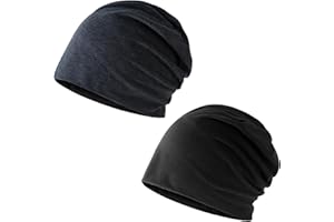ARROMI 2 Stück Dünne Mütze Damen, Beanie Damen, Mütze, Mütze Damen Herbst, Doppellagige Weiche Winddichte Dünne Mütze, Klassische Modische Beanie Mütze Perfekt für Den Alltag (Schwarz+Dunkelgrau)