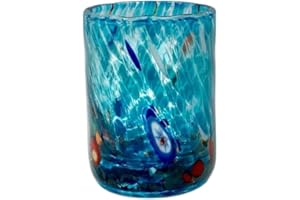 MurArt Bicchieri di Murano Set da 6 bicchieri da 300ml Collezione Tower in vetro soffiato a mano in lavorazione artigianale Made in Italy (Acquamarina, Shot 6pz)