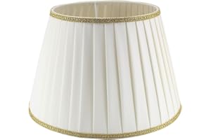 HORUS PARALUMI Paralume classico Impero in tessuto Plissettato Pongè Avorio con Passamaneria 10 - per lampada da tavolo, comodino - Artigianale Made in Italy - D.25 cm Attacco E27