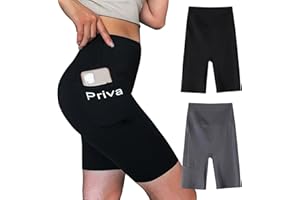 JSTHHTT 2 Piezas Pantalones Cortos para Mujer, Mallas Cortas Mujer Cintura Alta, Running Pantalones Cortos con 1 Bolsillos Laterales, para Yoga Correr Ejercicio Fitness