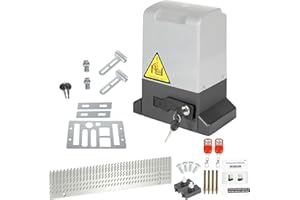 Yakimz Motor Puerta Corredera, Paquete de motorización para puerta corredera de garaje hasta 1600 kg, accionamiento para cancela corredera de 12M, con 2 mandos a distancia