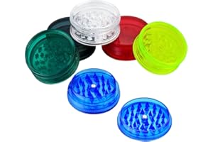Spespo Macina erbe in plastica [confezione da 6], Macina spezie 2,4 pollici (60 mm), 3 parti incluse Coperchio magnetico e scomparto ermetico